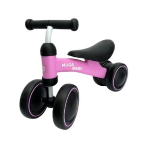 Bicicleta de Equilíbrio Rosa Infantil Sem Pedal com 4 Rodas