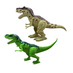 Kit 2 Dinossauros Brinquedo Articulado Luzes e Som de Rugido