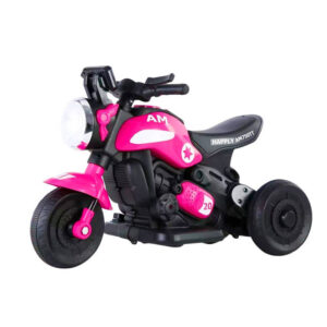 Mini Moto Elétrica Infantil Esportiva Rosa Farol com Led