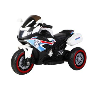 Mini Moto Branca Esportiva Elétrica com Som Luzes e Música