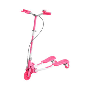 Patinete Infantil Rosa com 03 Rodas Dobrável com Freio e Led