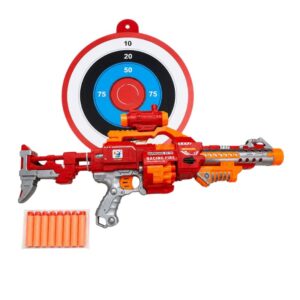 Lançador de 20 Dardos Nerf Vermelho Semi Automático com Alvo