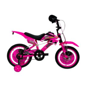Bicicleta Infantil Moto Cross Rosa Aro 16 Com Rodinhas