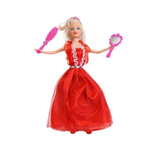 Boneca Nane Infantil Com Vestido Elegante Escova e Espelho