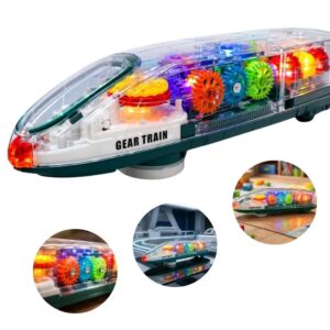 Trem Bala Transparente com Engrenagens Coloridas com Led