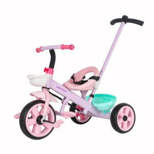 Triciclo Infantil Rosa Candy Empurrador Pedal e Apoio de Pé
