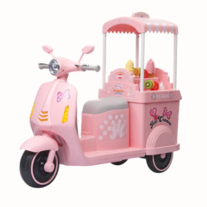 Moto Elétrica Infantil 12v Sorveteria Rosa com Farol de Led