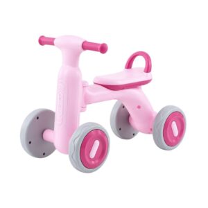 Bicicleta de Equilíbrio Rosa Sem Pedal com 04 Rodas e Leds