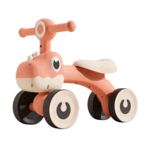 Bicicleta de Equilíbrio Dinossauro Marrom com 04 Rodas e Led