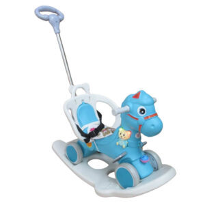 Cavalinho Azul de Passeio Andador e Balanço com Empurrador