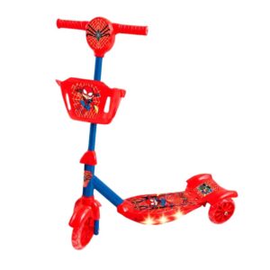 Patinete Infantil Spider Man 03 Rodas Cestinha Luzes de Led